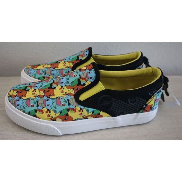 Pokémon BBPK42GU002 Boy's Sz 6 Black Multi Character Low Top Slip-On Shoes - Picture 6 of 9